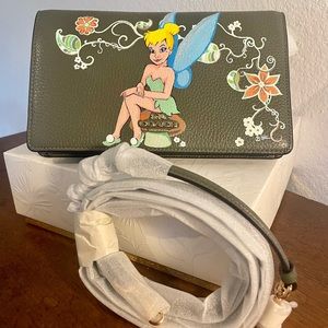 Hand Painted “Tink” Design BNWT Coach Anna Foldover Crossbody Clutch